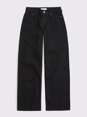 WOMEN. LOW RISE Black Wide Leg Jean. Abercrombie and Fitch.